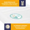 A close-up of a white mattress with marketing text and icons overlaid. Produktbild-Vorschau