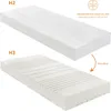 Two white foam mattresses are shown, one above the other, with labels indicating different firmness levels. Produktbild-Vorschau
