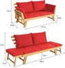 COSTWAY Gartenbank mit Liegefunktion, Gartensofa mit Produktbild-Vorschau 5