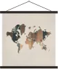MuchoWow® Textilposter Weltkarte - Braun - Holz 40x40 cm Produktbild-Vorschau 1