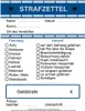Detailansicht des Strafzettelblocks mit Feldern zum Ankreuzen und Beschriften für Rollenspiele. Produktbild-Vorschau