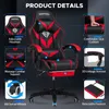A gaming chair with various features highlighted by text and diagrams. Náhled obrázku produktu