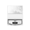 A white robot vacuum cleaner with an all-in-one dock, set against a white background. Produktbild-Vorschau
