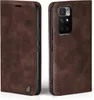 A brown leather flip case for a smartphone is shown from two angles. Produktbild-Vorschau