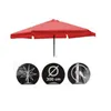 A red umbrella is shown with three circular icons below it, illustrating features. Produktbild-Vorschau