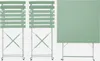 A set of two folding bistro chairs and a folding bistro table, all in a light green color, are displayed against a white background. Produktbild-Vorschau