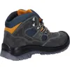 A side view of a gray and blue work boot. Produktbild-Vorschau
