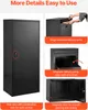 Collage of images showing details of a black metal cabinet, including its doors, locks, and delivery ports. Voir les images du produit
