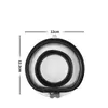 A close-up, top-down view of a vacuum cleaner dustbin cover with dimensions indicated. Produktbild-Vorschau