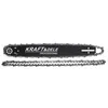 A chainsaw bar and two chains on a white background. Produktbild-Vorschau