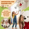 Children playing with a large teddy bear, with confetti falling. Anteprima dell’immagine prodotto