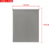 A gray roller blind with dimensions indicated by red lines and text. Voir les images du produit