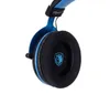 A close-up of a gaming headset, showing the ear cup and part of the headband. Produktbild-Vorschau