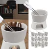 16x Keramik Schokofondue Set,weiß, inkl. 2 Edelstahlgabeln, Produktbild-Vorschau 1