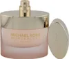 Flakon von Michael Kors Wonderlust Eau Fresh in zartem Rosé mit goldener Sprühkopf-Optik und ovaler Verschlusskappe daneben, elegant und feminin. Produktbild-Vorschau