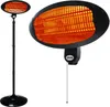 A product shot of a patio heater, shown in two views: a full standing heater and a close-up of the heating element. Produktbild-Vorschau