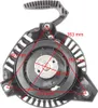A close-up view of a black starter pull cord mechanism for a lawnmower, with red lines indicating measurements. Anteprima dell’immagine prodotto