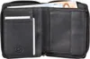 An open black leather wallet with euro banknotes and cards inside. Produktbild-Vorschau
