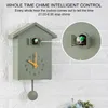 A cuckoo clock with a pendulum hanging on a brick-patterned wall. A magnified view of the cuckoo bird mechanism is shown to the right. Náhľad obrázku produktu