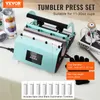 A sublimation tumbler press machine with accessories and blank tumblers, displayed on a table. Produktbild-Vorschau