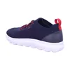 A side view of a blue Geox sneaker with red accents and a white sole. Produktbild-Vorschau