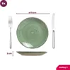 A set of green plates with a fork and knife, with dimensions indicated. Náhled obrázku produktu