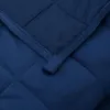 A close-up view of a quilted navy blue blanket. Produktbild-Vorschau