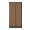 A closed wooden cabinet with a black frame and a small black lock mechanism on the right door. Produktbild-Vorschau