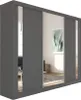 A graphite-colored wardrobe with mirrored sliding doors. Produktbild-Vorschau