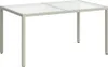 A white rattan outdoor dining table with a glass top, shown from a front-side angle against a white background. Produktbild-Vorschau