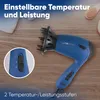 A blue Clatronic hairdryer with a diffuser attachment is placed on a wooden surface, with a close-up inset showing the control buttons. Anteprima dell’immagine prodotto