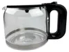 A clear glass coffee pot with a black handle and a silver band around the bottom. Produktbild-Vorschau