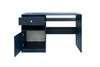 A navy blue desk with an open drawer and an open cabinet door, shown against a white background. Podgląd zdjęcia produktu
