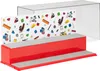 A display case for LEGO bricks with a decorative background and a clear plastic cover. Voir les images du produit