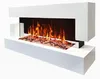 A modern white electric fireplace with a realistic LED flame effect. Anteprima dell’immagine prodotto