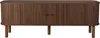 A dark wood effect TV cabinet with two doors and four legs, presented on a white background. Anteprima dell’immagine prodotto
