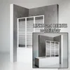 A 3-part folding shower screen for a bathtub, shown in a bathroom setting with concrete-effect walls. Produktbild-Vorschau