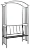vidaXL Ružový oblúk s lavičkou čierny 128x50x207 cm železo Náhľad obrázku produktu 7