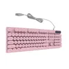A pink wired keyboard with round keys and a USB cable is shown against a white background. Náhled obrázku produktu