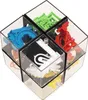 A cube-shaped puzzle with multiple compartments, each containing a different colored maze. Podgląd zdjęcia produktu