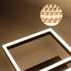 A close-up view of a modern square-shaped LED ceiling light with a detailed inset showing the LED strip. Náhľad obrázku produktu