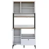 A white and wood-grain cabinet with black legs and metal accents, shown against a white background. Produktbild-Vorschau