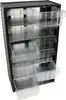 A black storage cabinet with multiple clear drawers. Produktbild-Vorschau
