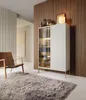 A modern living room scene featuring a vitrine, chair, and rug. Produktbild-Vorschau