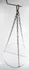 A set of chains suspended from a hook, holding a round, ribbed grate. Produktbild-Vorschau