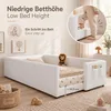 Babybed 90 x 200 cm, laag bed met kussentop en zijvak, wit Productafbeelding-voorbeeld 3