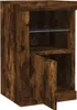 A wooden cabinet with a glass shelf and an open door. Produktbild-Vorschau