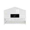 A white crib with a house-shaped headboard and a chalkboard panel. Náhled obrázku produktu