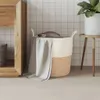 vidaXL Cestino portaoggetti marrone e bianco Ø43x38 cm Anteprima dell’immagine prodotto 3
