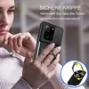 A woman is holding a smartphone with a protective case, demonstrating its features. Produktbild-Vorschau